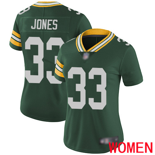 Green Bay Packers Limited Green Women 33 Jones Aaron Home Jersey Nike NFL Vapor Untouchable